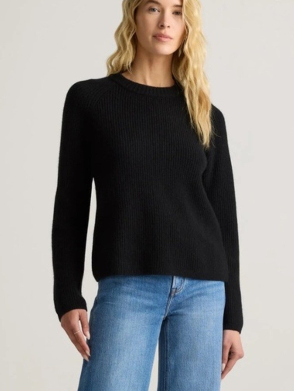 Quince Mongolian Cashmere Fisherman Crewneck Women's Sweater - Small